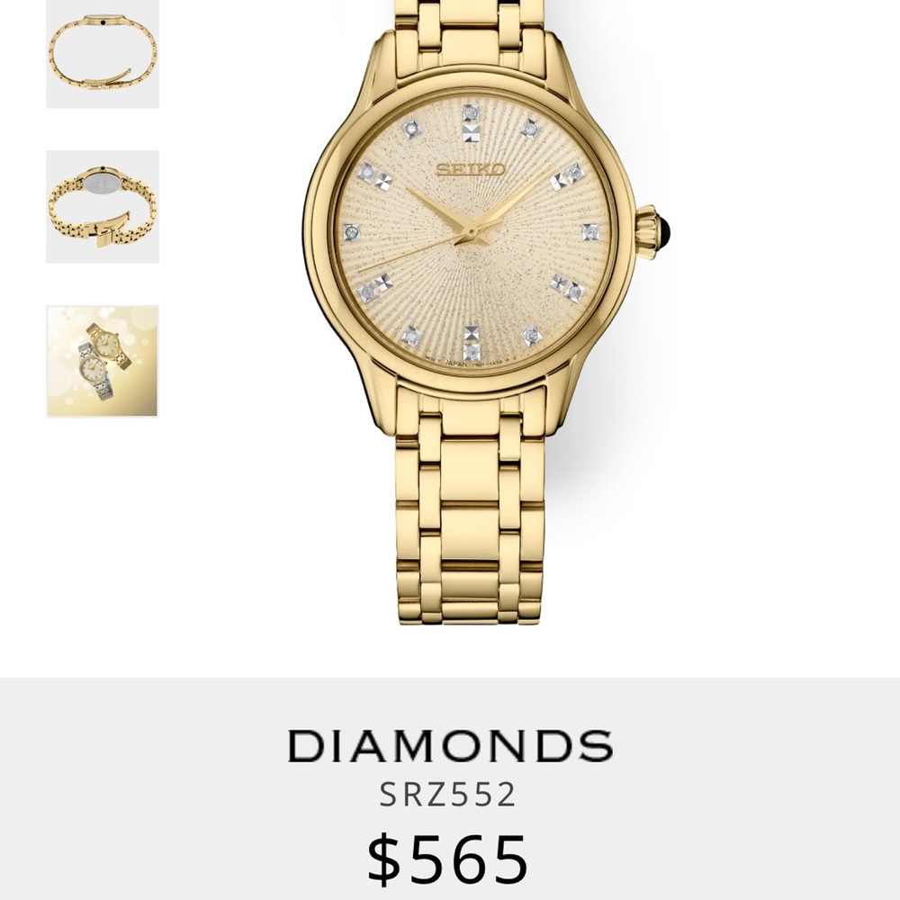 Seiko Gold Watch with Diamond Accents